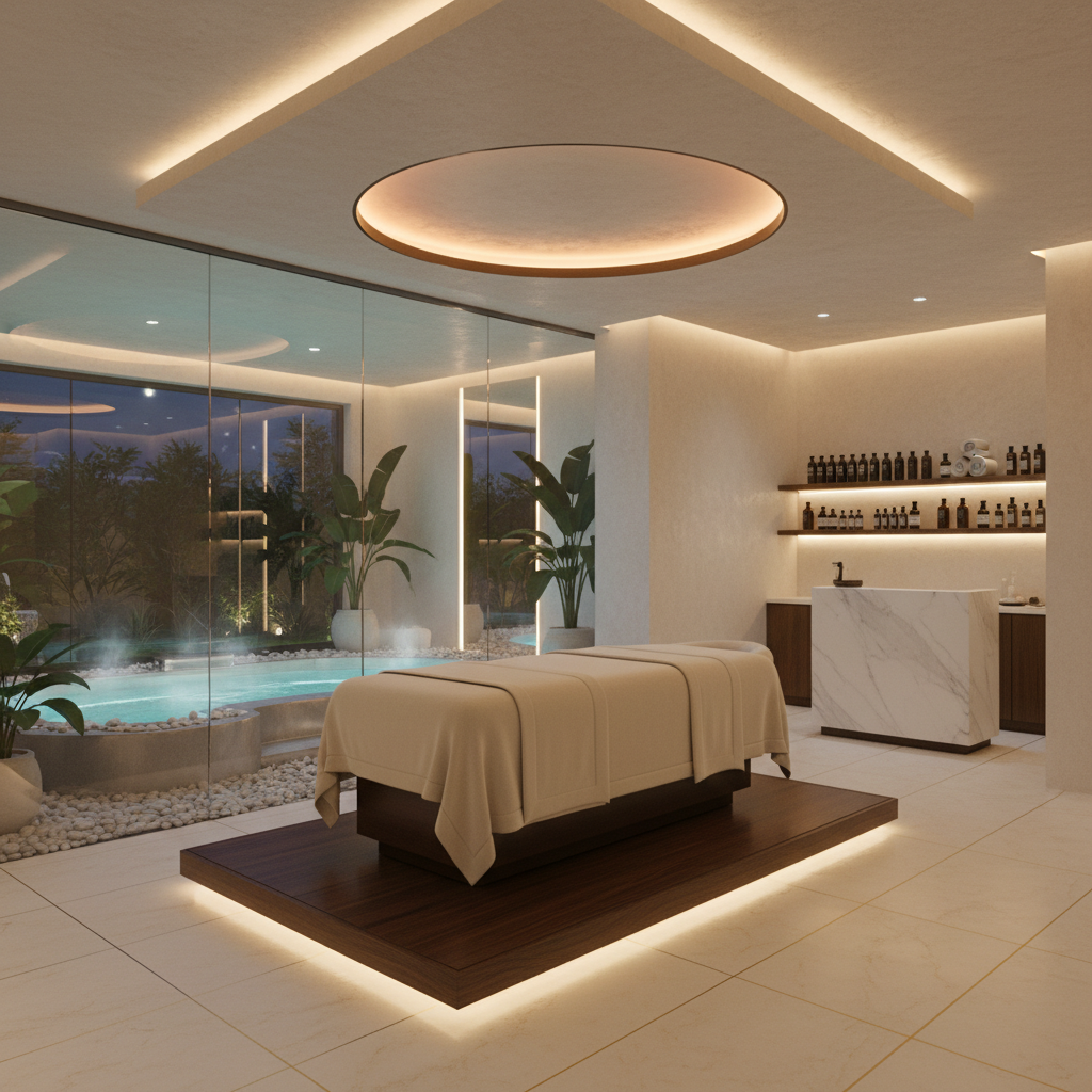 Luxury spa and wellness center with serene treatment environment